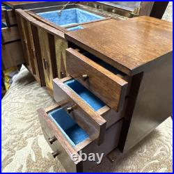 RARE Vtg Mid Century Modern 8 Drawer, 2 Door Wood Jewelry Miniature Dresser RARE Vtg Mid Century Modern 8 Drawer, 2 Door Wood Jewelry Miniature Dresser