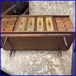 RARE Vtg Mid Century Modern 8 Drawer, 2 Door Wood Jewelry Miniature Dresser RARE Vtg Mid Century Modern 8 Drawer, 2 Door Wood Jewelry Miniature Dresser
