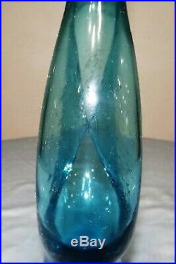 RARE! Wayne Husted Blenko #5419 Pinched Indented Decanter MCM Art Glass Bottle
