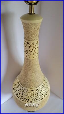 RARE XL 1964 Florence Art Mid Century Modern Genie Bottle Mosaic Ecru Lamp