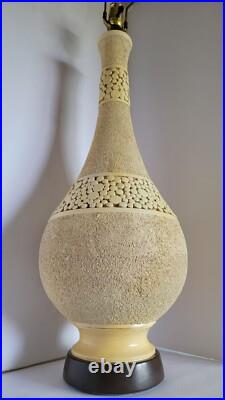 RARE XL 1964 Florence Art Mid Century Modern Genie Bottle Mosaic Ecru Lamp