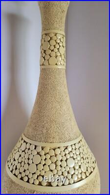 RARE XL 1964 Florence Art Mid Century Modern Genie Bottle Mosaic Ecru Lamp