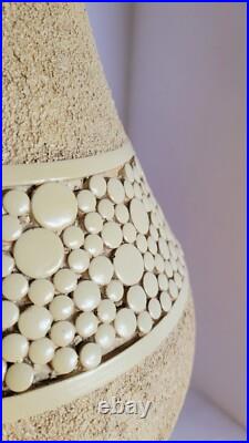 RARE XL 1964 Florence Art Mid Century Modern Genie Bottle Mosaic Ecru Lamp