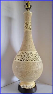 RARE XL 1964 Florence Art Mid Century Modern Genie Bottle Mosaic Ecru Lamp