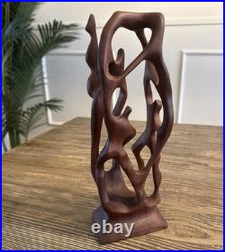 RARE! Yew Wood Art Abstract Organic Sculpture Hand-Carved Mid-Century Modern