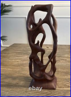 RARE! Yew Wood Art Abstract Organic Sculpture Hand-Carved Mid-Century Modern