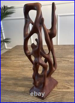 RARE! Yew Wood Art Abstract Organic Sculpture Hand-Carved Mid-Century Modern