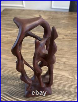 RARE! Yew Wood Art Abstract Organic Sculpture Hand-Carved Mid-Century Modern