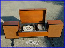 RARE Zenith HIFI Mid Century Modern Record Player Radio Flip Top Console on Base