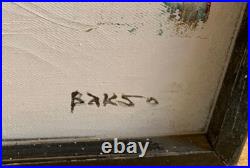 Rare 1950 Asian Hollywood Regency Mid-Century Modern Oil Painting by Bakso