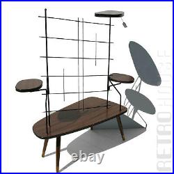 Rare 1950s Indoor Plant Stand Table String Shelf Mid-Century Modern Vintage