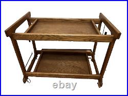 Rare 1950s MCM Rolling Bar Cart Mid Century Modern Wood End Table with Wheels