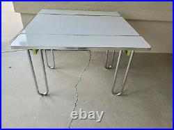 Rare 1950s Mid Century Modern Formica Kitchen Table 2 hidden leafs center drawer