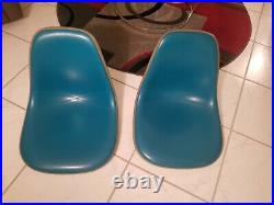 Rare 1967 Pair Cobalt Blue Herman Miller Fiberglass Chairs With Original Screws