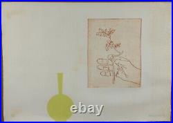 Rare 1968 Mid Century Modern Lithograph Vase & Flowers by Derrick Greaves Listed Rare 1968 Mid Century Modern Lithograph Vase & Flowers by Derrick Greaves Listed