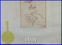 Rare 1968 Mid Century Modern Lithograph Vase & Flowers by Derrick Greaves Listed Rare 1968 Mid Century Modern Lithograph Vase & Flowers by Derrick Greaves Listed