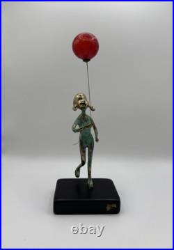 Rare 1972 Malcolm Moran MID Century Modern Bronze Girl With Balloon