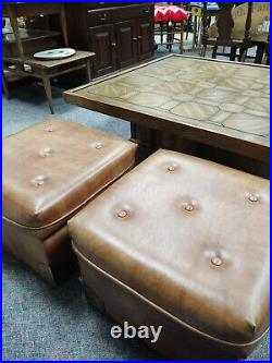 Rare 1978 Kroehler Furniture Retro MCM Coffee Table With4 Ottoman Stools