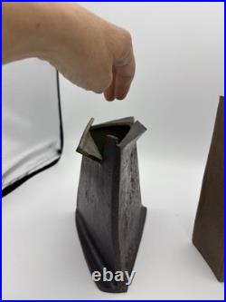 Rare 2 Vtg MCM Japan Ceramic Vase Angular Mid Century Modern Geometric Ikebana