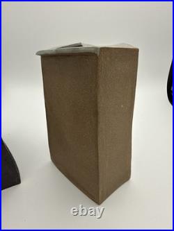 Rare 2 Vtg MCM Japan Ceramic Vase Angular Mid Century Modern Geometric Ikebana