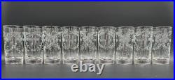 Rare 32 Piece Set Vintage Federal Glass Floral Etched Barware Service for 8
