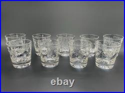 Rare 32 Piece Set Vintage Federal Glass Floral Etched Barware Service for 8