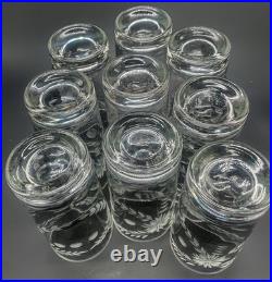 Rare 32 Piece Set Vintage Federal Glass Floral Etched Barware Service for 8
