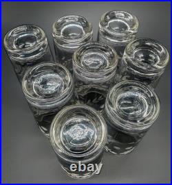 Rare 32 Piece Set Vintage Federal Glass Floral Etched Barware Service for 8