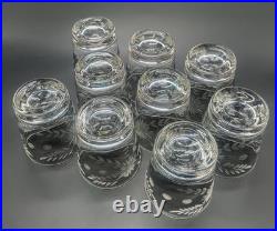 Rare 32 Piece Set Vintage Federal Glass Floral Etched Barware Service for 8