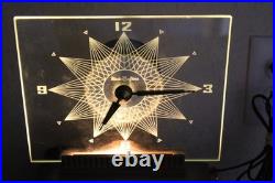 Rare 50's MasterCrafters Mid-Century Modern Eternalight Atomic Desk Clock WORKS