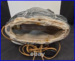 Rare 50s MCM Midnight Blue/Gray Gold Double Greyhound Ceramic TV Lamp EUC 11
