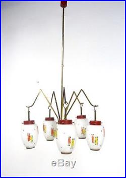 Rare 50s MID Century Italian Stilnovo Chandelier Ceiling Lamp Vintage