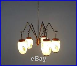Rare 50s MID Century Italian Stilnovo Chandelier Ceiling Lamp Vintage