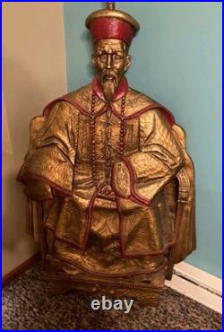 Rare 56 Large Original Fiberglass/Resin Hanging Oriental Asian Emperor Wall Art