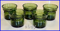 Rare 5 Vintage MCM DANSK Denmark Green Glass Votive Candle Holders