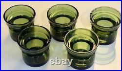 Rare 5 Vintage MCM DANSK Denmark Green Glass Votive Candle Holders
