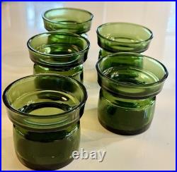 Rare 5 Vintage MCM DANSK Denmark Green Glass Votive Candle Holders