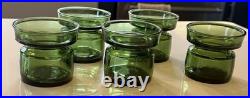 Rare 5 Vintage MCM DANSK Denmark Green Glass Votive Candle Holders