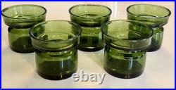 Rare 5 Vintage MCM DANSK Denmark Green Glass Votive Candle Holders