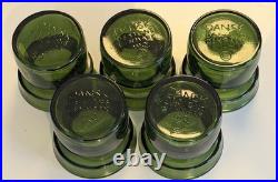 Rare 5 Vintage MCM DANSK Denmark Green Glass Votive Candle Holders