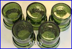 Rare 5 Vintage MCM DANSK Denmark Green Glass Votive Candle Holders