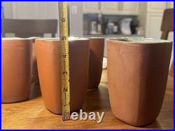 Rare 6 Glidden Pottery Mugs 202 Red Matte Teal Speckled Mid-Century Modern