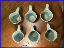 Rare 6 Glidden Pottery Mugs 202 Red Matte Teal Speckled Mid-Century Modern