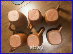 Rare 6 Glidden Pottery Mugs 202 Red Matte Teal Speckled Mid-Century Modern