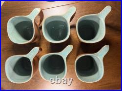 Rare 6 Glidden Pottery Mugs 202 Red Matte Teal Speckled Mid-Century Modern