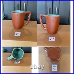 Rare 6 Glidden Pottery Mugs 202 Red Matte Teal Speckled Mid-Century Modern Rare 6 Glidden Pottery Mugs 202 Red Matte Teal Speckled Mid-Century Modern