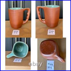 Rare 6 Glidden Pottery Mugs 202 Red Matte Teal Speckled Mid-Century Modern