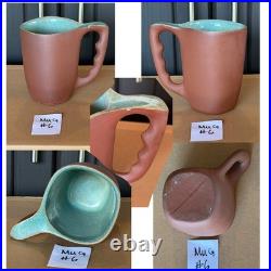 Rare 6 Glidden Pottery Mugs 202 Red Matte Teal Speckled Mid-Century Modern