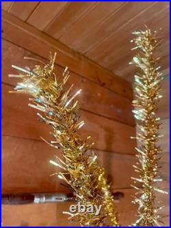 Rare 6' Gold aluminum midcentury modern Christmas tree stainless tinsel Xmas