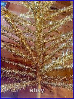Rare 6' Gold aluminum midcentury modern Christmas tree stainless tinsel Xmas